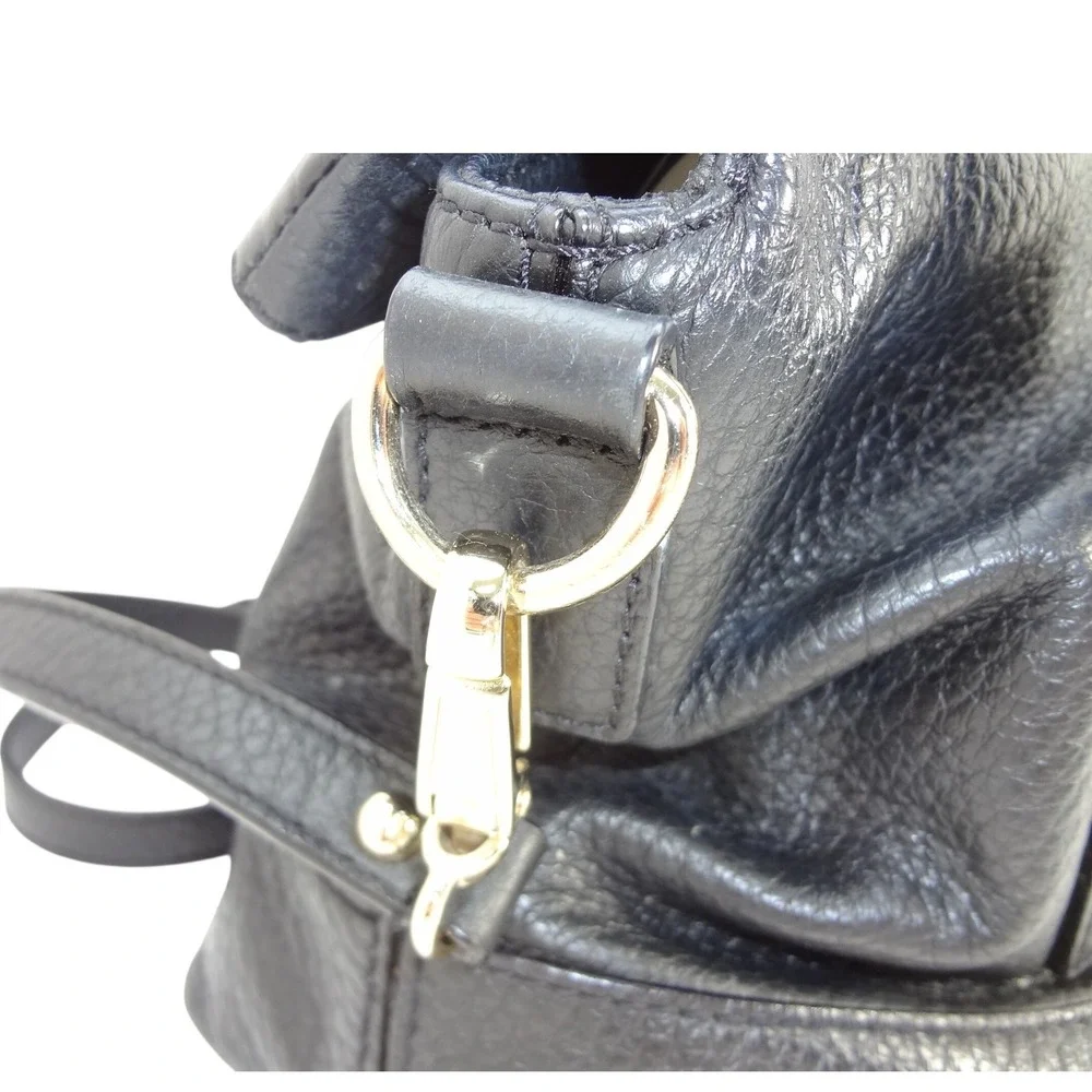Kate‎ Spade New York Black Pebbled Leather Tassel Satchel Crossbody Bag